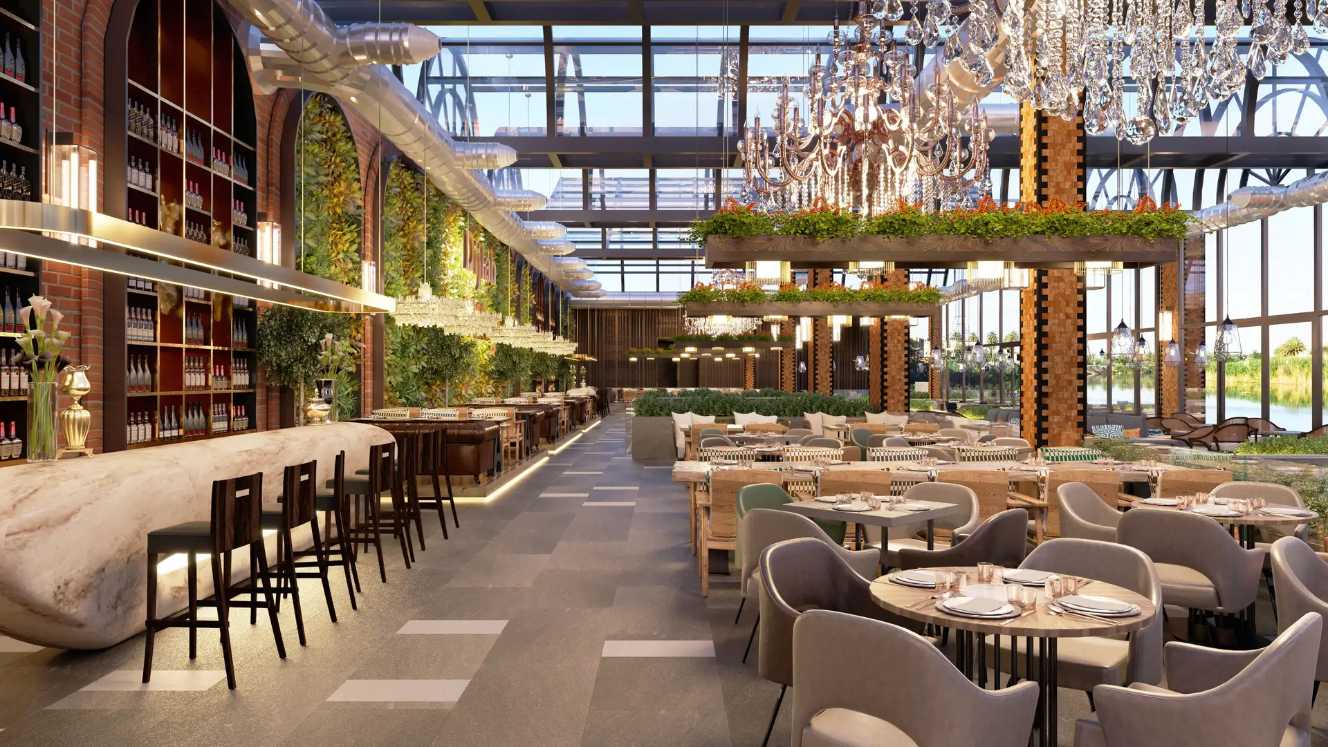 Grand restaurant interior