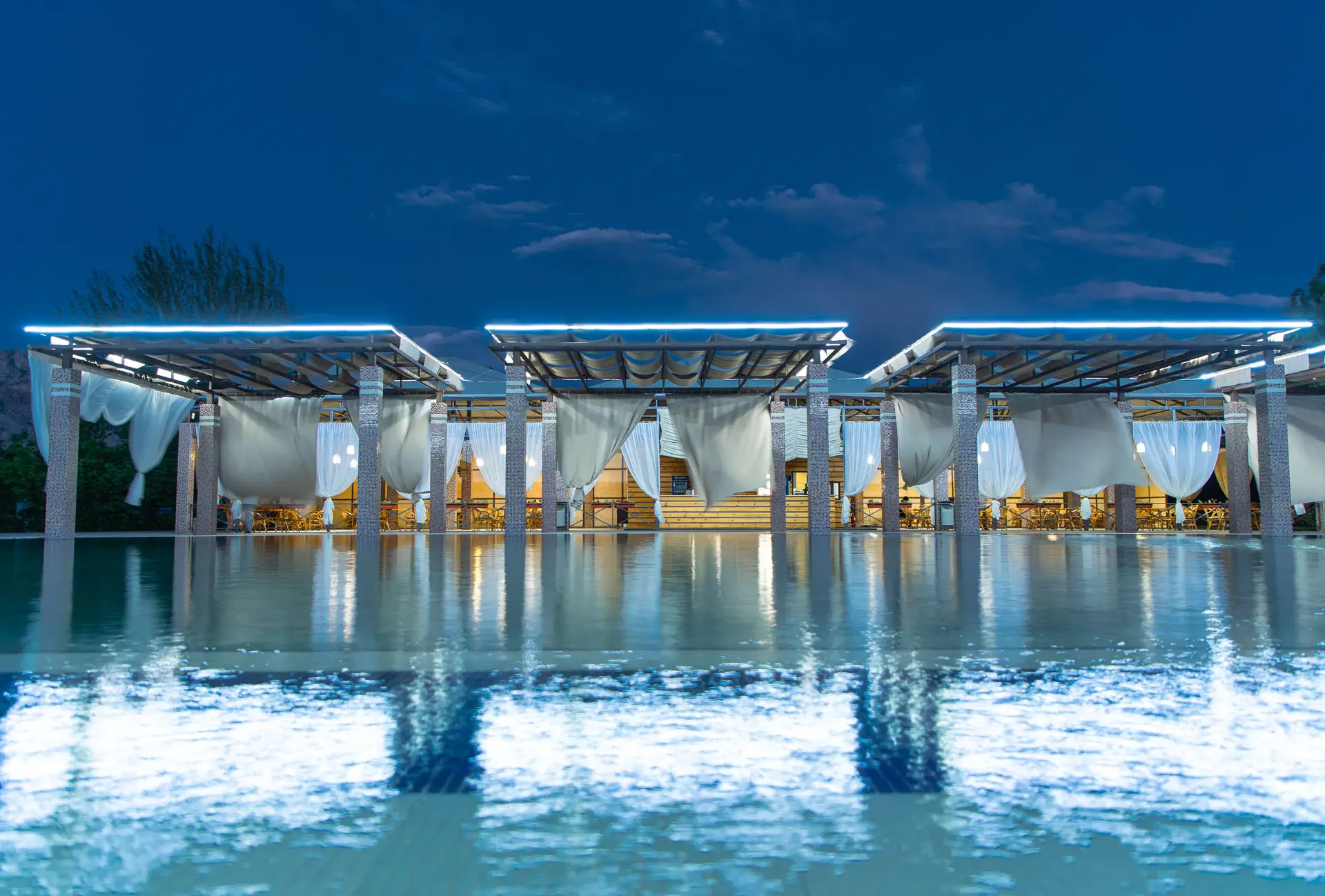 Serene wellness pool area
