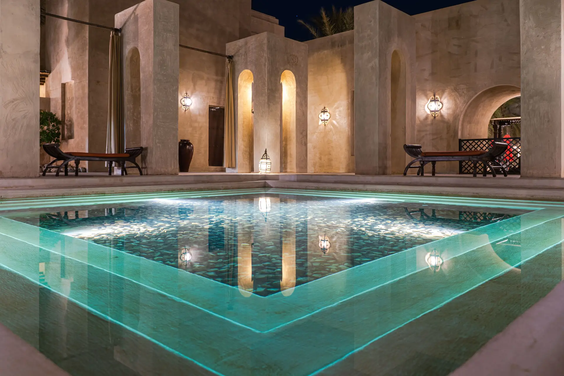 Nighttime pool ambiance